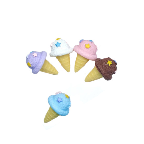 Popular 3D Kawaii Cute Food Resin Cabochons Sweet Ice Cream Cone Embelishment Craft For Jewelry Making