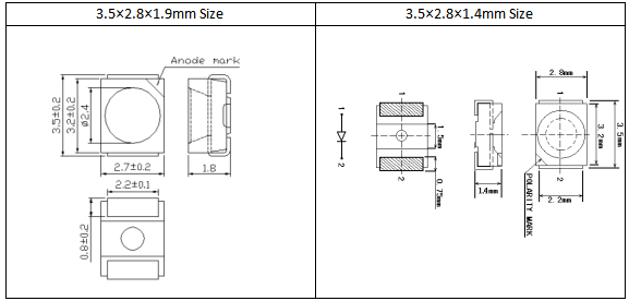 3528 SMD LED size