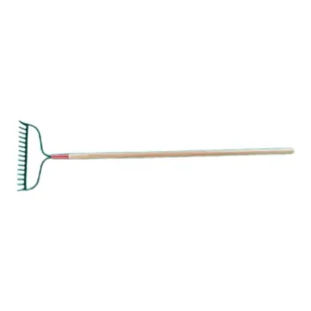 15-Tine Forged Bow Grass Garden Rake with Long Wooden Handle