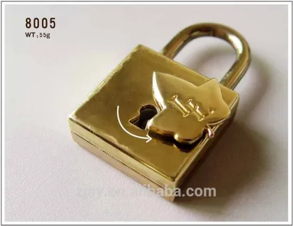 Square Shape Maple Leaf Zinc Alloy Keyed Padlock In Golden Color
