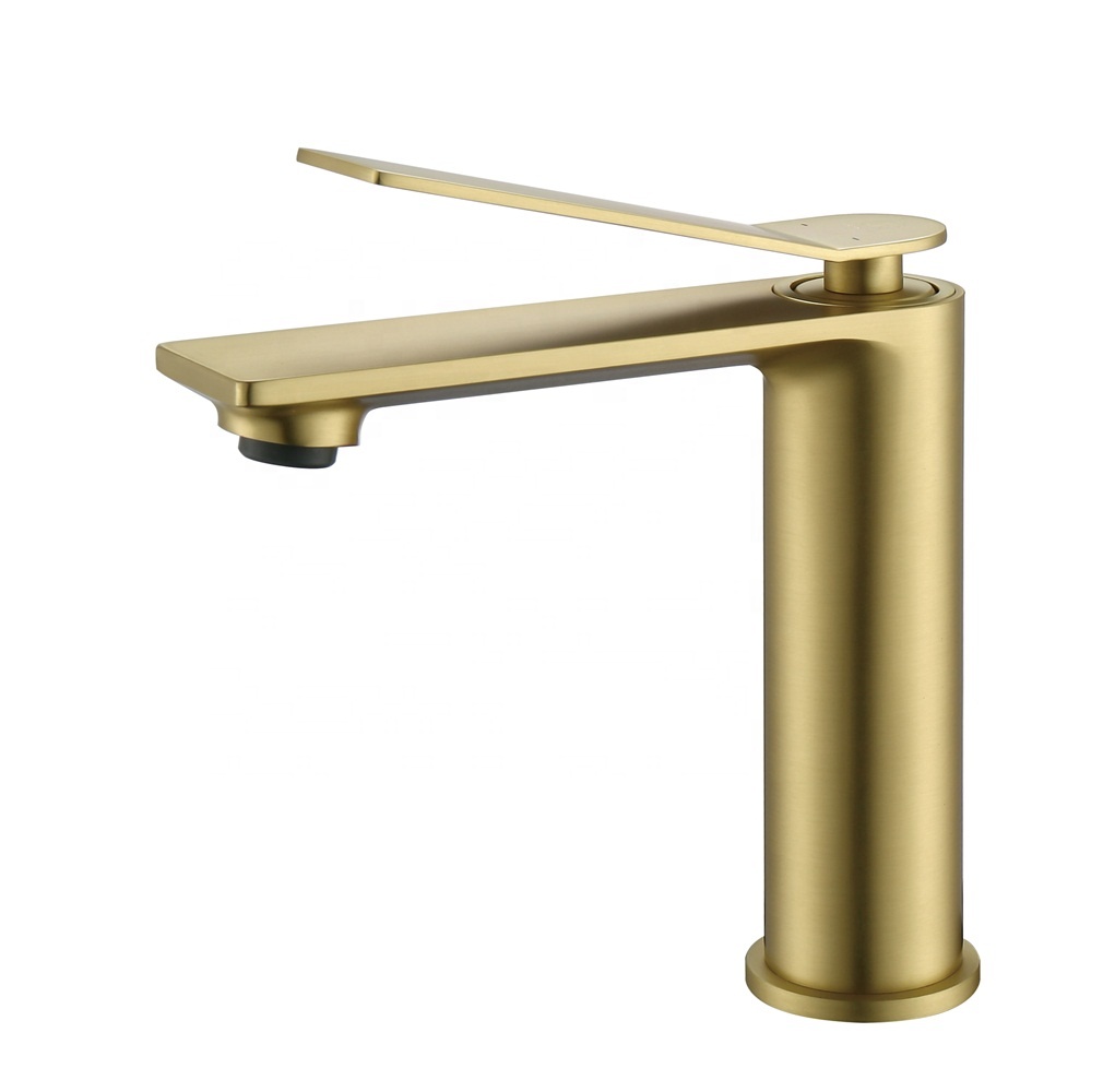 Original Design Brushed Gold Brass Body Basin Faucet