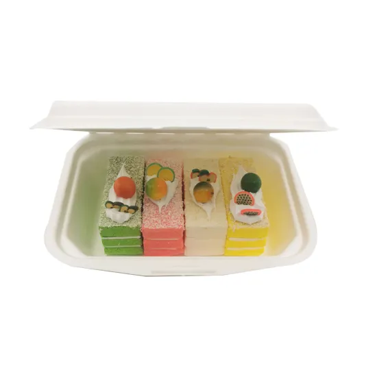 Biodegradable Bagasse Box Disposable 450ml Clamshells