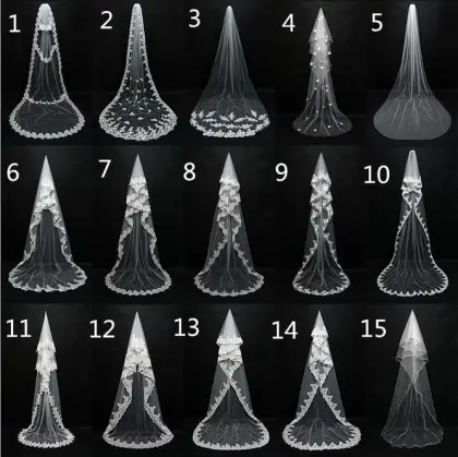 2017 Cathedral Lace Edge Wedding Bridal Veil with Comb (Dream-100097)