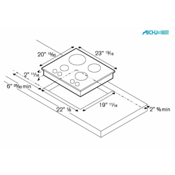 24 Segmented cooktop 4-Burner