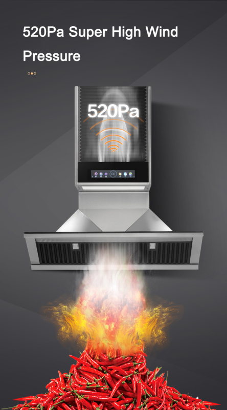 Kitchen 32m3 Cooker Hood Side Suction Variable Frequency Range Hood High Suction Cooktop Food Heating Function Home