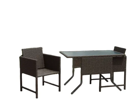 Outdoor Garden Steel Rattan Dining Table and Chair Set