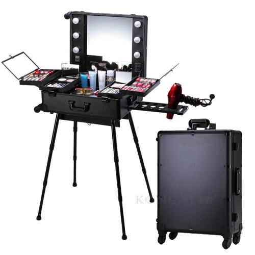 4-Wheel Rolling Makeup Station with Lights