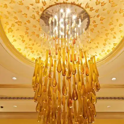 Modern Golden Glass Chandelier for Hotel Foyer