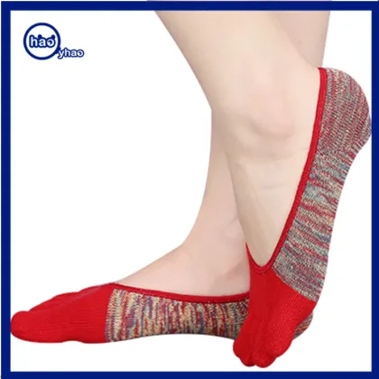 Yhao Summer Colorful Strip Pattern Invisible Socks Toes Socks