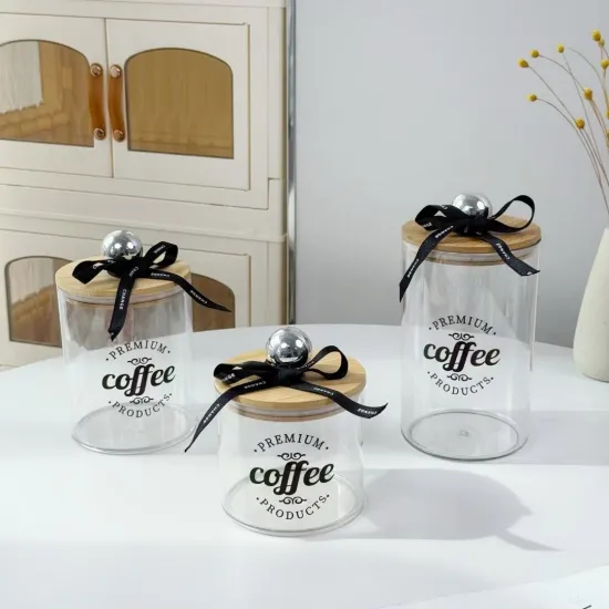 Clear Plastic Tea Coffee Sugar Canisters Candy Jar