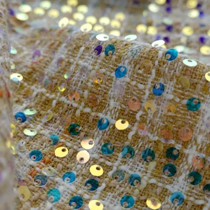 Fancy 100% Polyester Woven Tweed Woolen Fabric