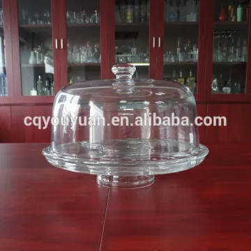 Wholesale functional large size round shape glass fruit salad cake stands china with cover