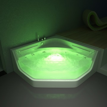 Modern White Acrylic Freestanding Whirlpool Bathtub with Six Jets, 1.5m for Two