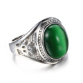 925 الفضة الاسترليني jewery خاتم حجر العقيق الأخضر