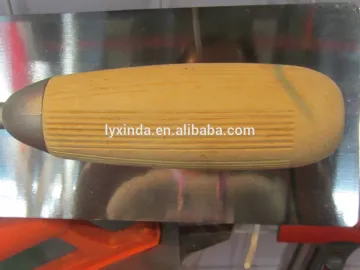steel plastering trowel float with long wooden handle