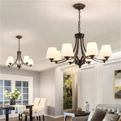 Chinese Style Light Luxury Villa Dining Room Led Ceiling Light Chandelier