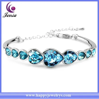 18k white gold plated bracelet multi color Austrian crystal love bracelet ( YWH5060-5)