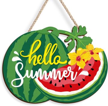 Hello Summer Watermelon Wooden Door Hanger