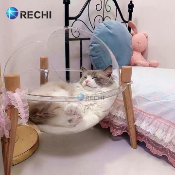 RECHI Custom Pet Furniture: Acrylic Cat Dome Beds - Transparent UFO Cat Nest & Space Capsule Design for Pets