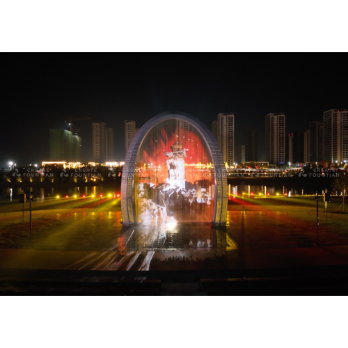 ม่านน้ำกราฟิกกลางแจ้ง