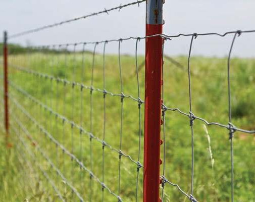 Green Barbed Wire Farm Fence Spade T Post