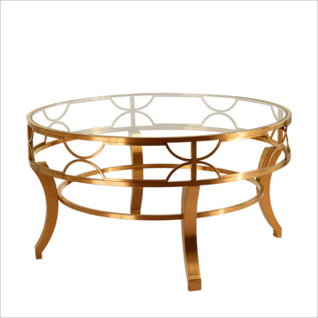 Leisure stainless steel glass round coffee table