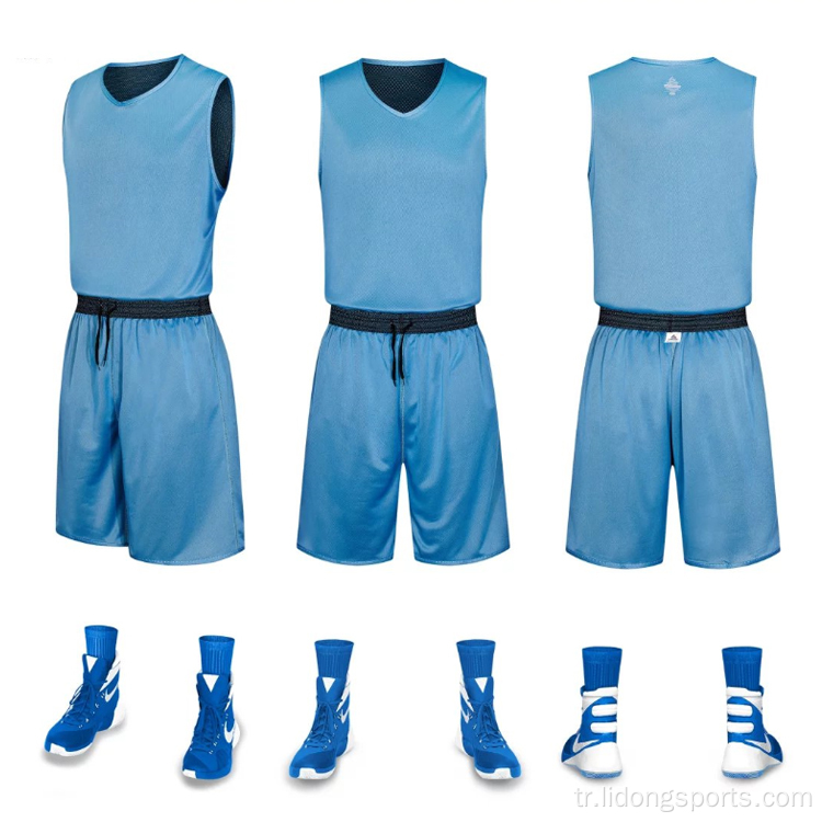 Toptan% 100 polyester basketbol forması spor setleri