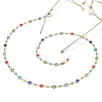 Custom Color Crystal Gold Plated Non-Slip Handmade Eyewear Chain