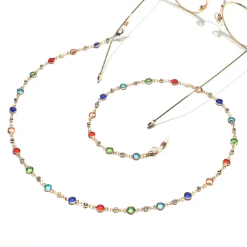 Custom Color Crystal Gold Plated Non-Slip Handmade Eyewear Chain