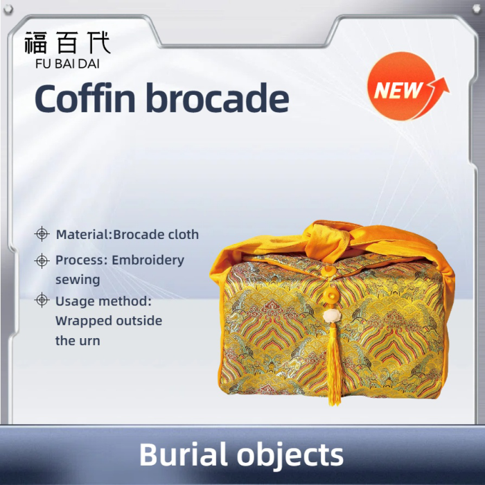 Urne de luxe en brocart jaune pour objets funéraires chauds