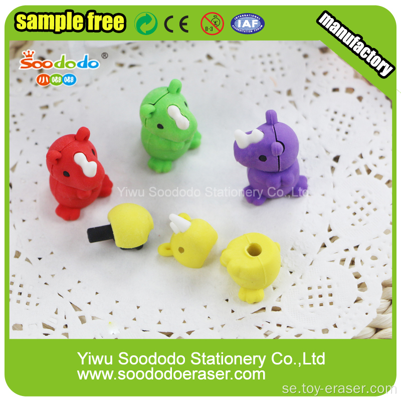 djur gummi rhino formade suddgummi för barn leksak