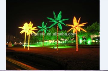 Home garden decorative 16.5ft Height outdoor artificial green flashing LED solar lighted up Date palm trees with bark EDS06 1417