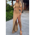 Custom Sexy Maxi Dress Short Sleeve Split