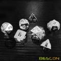 Bescon Raw Metal Polyhedral D＆D RPG 7-Dice Set、Shiny Silver-Ore Lode Solid Metal Dice Set