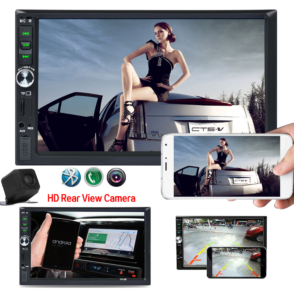 New 7 Inch HD Car 2 Channel MP5 MP4 Player Car FM Stereo Touch Screen with Reverse Camera Lens Link Support for Android and IOS