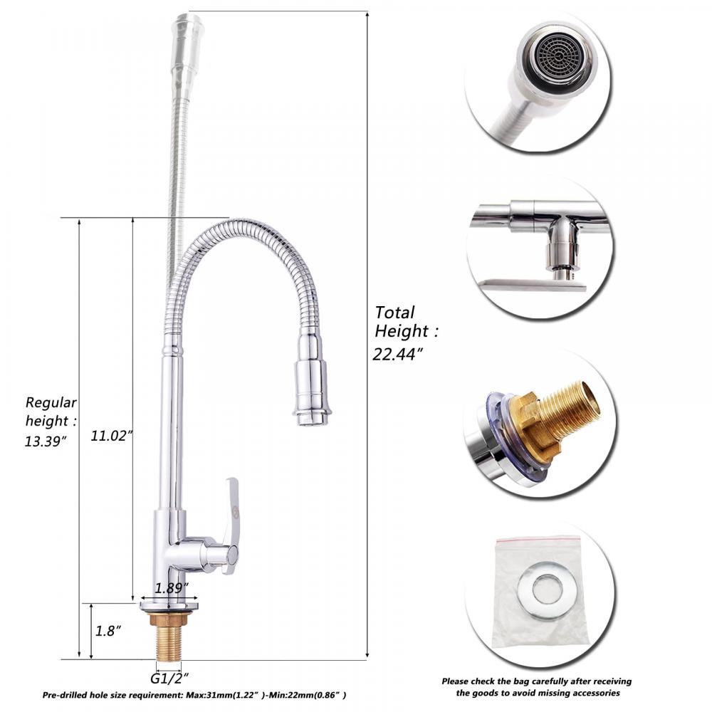 Flexible Tire Out Kitchen Water Tap Saif Faucet Taps de bassin d&#39;eau froide à tube froid