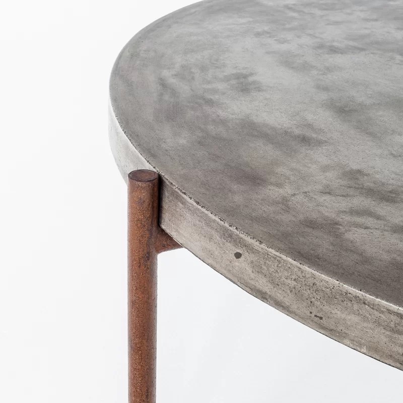 Concrete Stainless Steel Elegant Three Leg Round Table