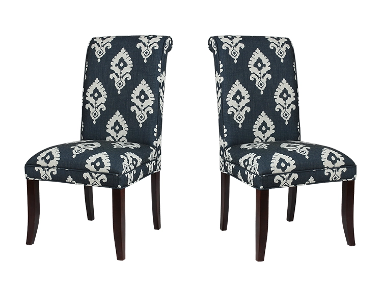 Linen Fabric Wooden Frame Dining Chairs-4