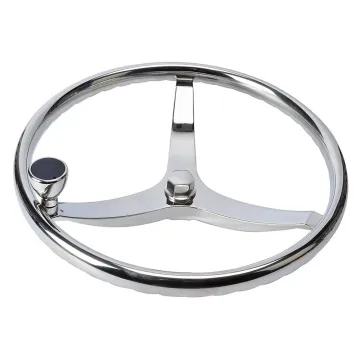 Marine Grade 316 Stainless Steel 3-Spoke Boat Steering Wheel with Knob - Yacht Accessories