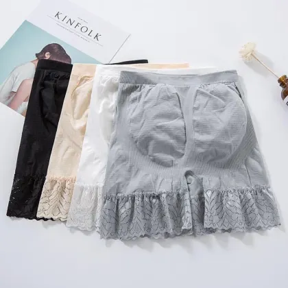 High-Waist Ice Silk Boxer Shorts for Women - Anti-Friction Safety Pants