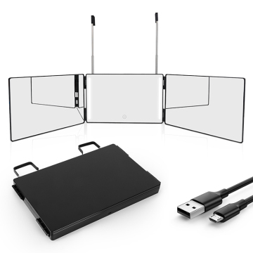 Factory Customized High Quality 360 Trifold Self Cut Three-Way Wall Mounted Shaving Mirror