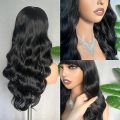 Pelucas de ondas corporales con flequillo 100% cabello humano