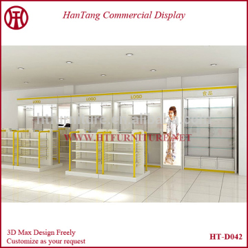 Professional designed mall wall-mounted t shirt display case for sale