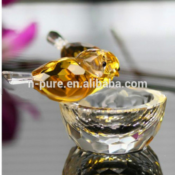 Birds Engraved Crystal Glass Ashtray