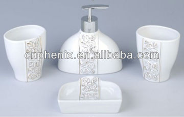 4pcs Ceramic bath accessory set /Lotion Dispenser/Tumbler/Toothbrush Holder/Soap dish
