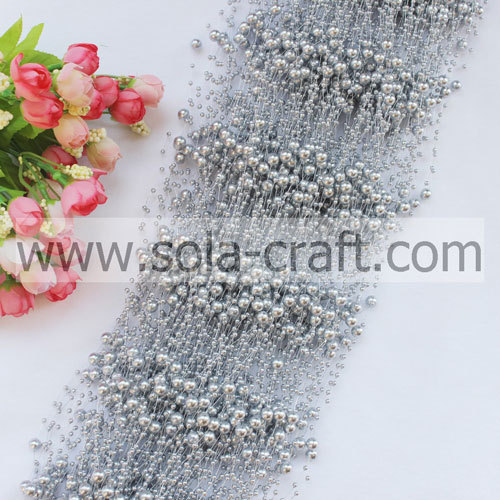 3+8MM Silver Colors Artificial Pearl String Beaded Garland