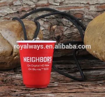 100% BPA free double wall Red cup 2oz shot glass with lanyard