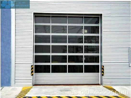 Puertas de garaje seccionales de vidrio templado de visión completa de aluminio