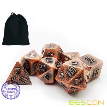 Bescon Copper-Ore Lode Solid Metal Dice Set, Raw Metal Polyhedral D&D RPG 7-Dice Set