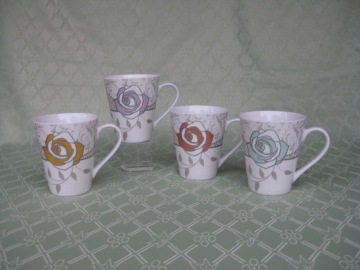 Charming rose with multi color ceramic mugs
